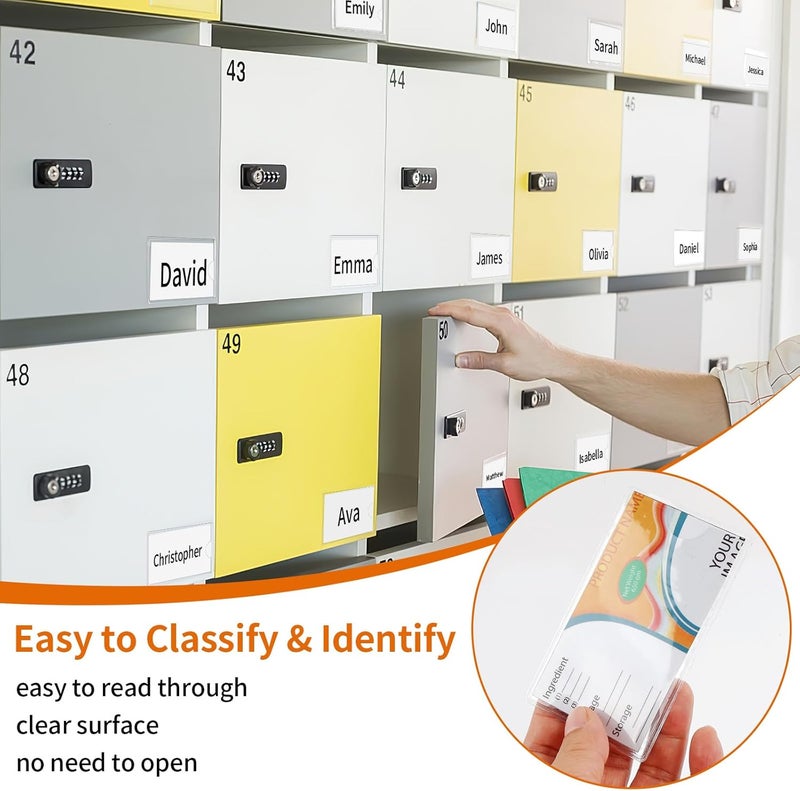 YEESON 44 Pack Adhesive Pockets, Bin Labels for Storage Bins, Clear Label Holder, Index Card Holder 2x3.5 Inches, Plastic Storage Tote Labels for Organizing Bins Box Drawer - Image 3